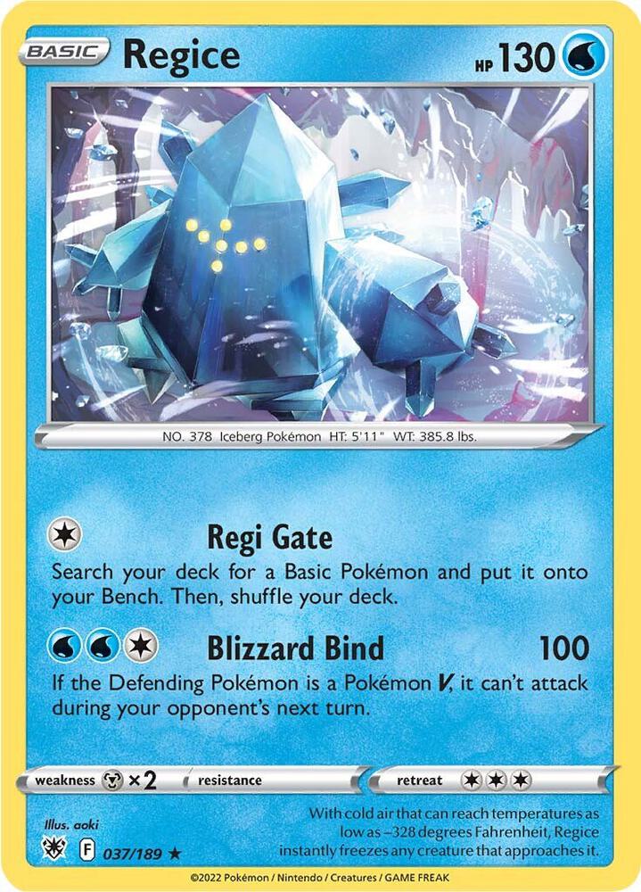 Regice 037/189 card from SWSH10: Astral Radiance
