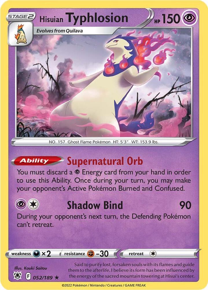 Hisuian Typhlosion 052/189 card from SWSH10: Astral Radiance