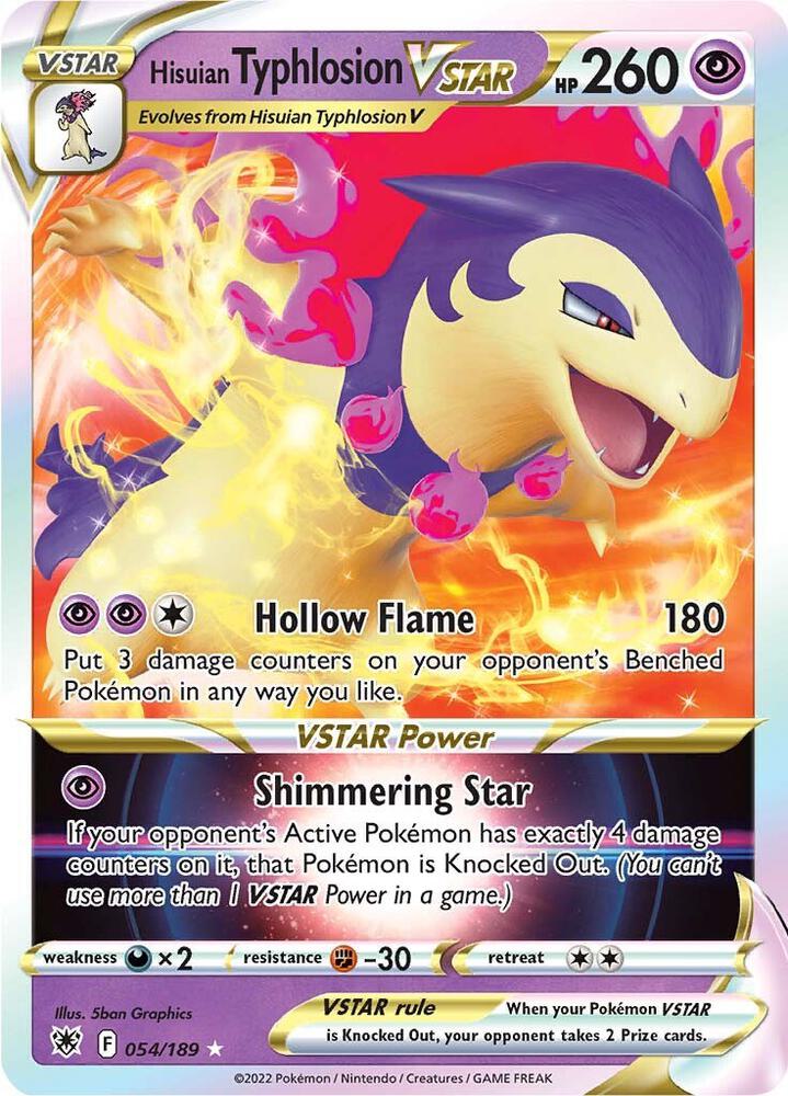 Hisuian Typhlosion VSTAR 054/189 card from SWSH10: Astral Radiance