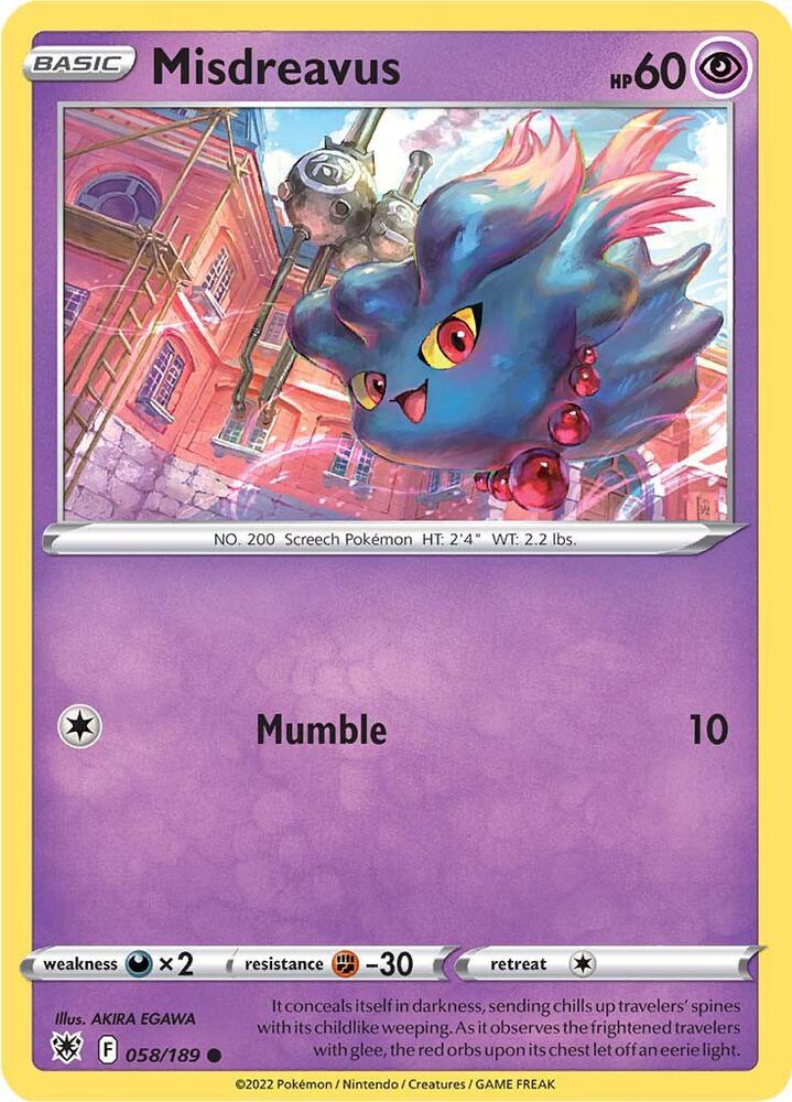 Misdreavus 058/189 card from SWSH10: Astral Radiance