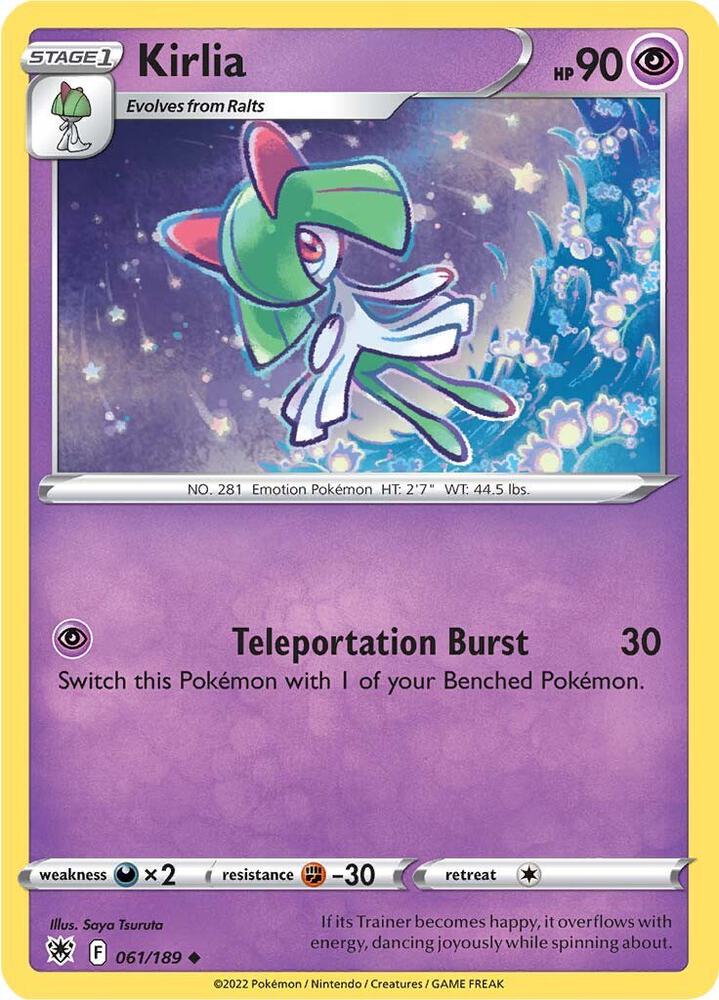 Kirlia 061/189 card from SWSH10: Astral Radiance
