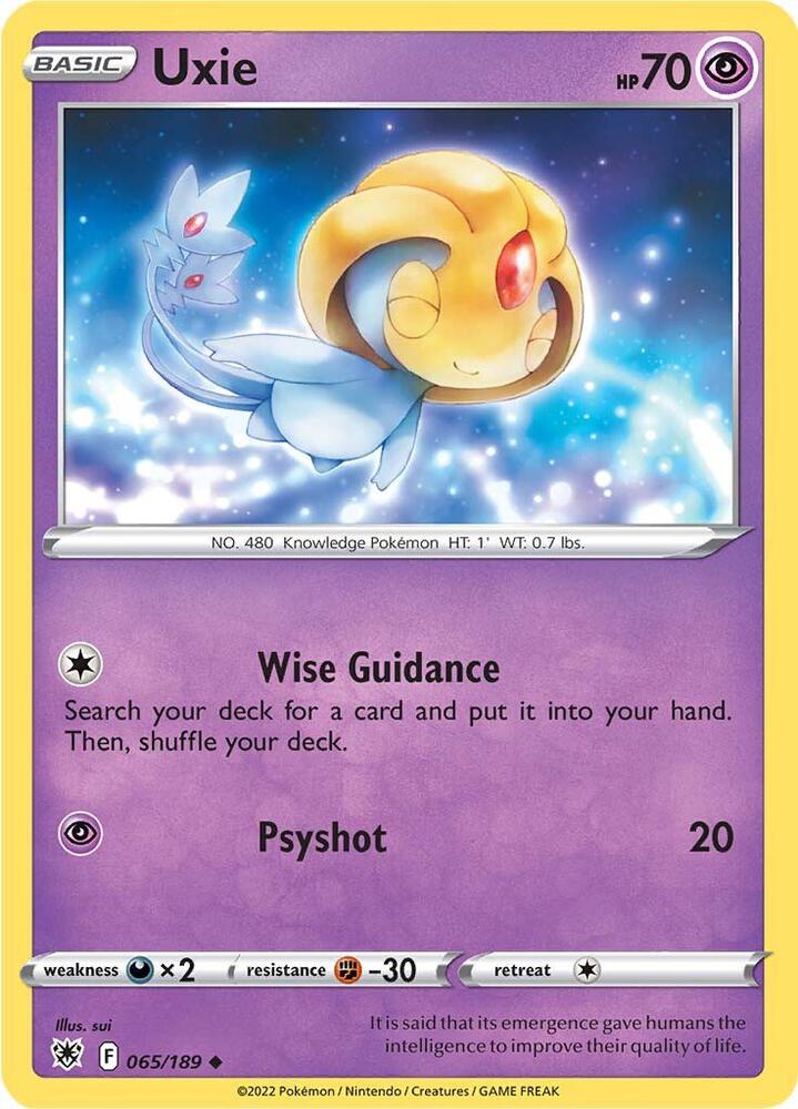 Uxie 065/189 card from SWSH10: Astral Radiance