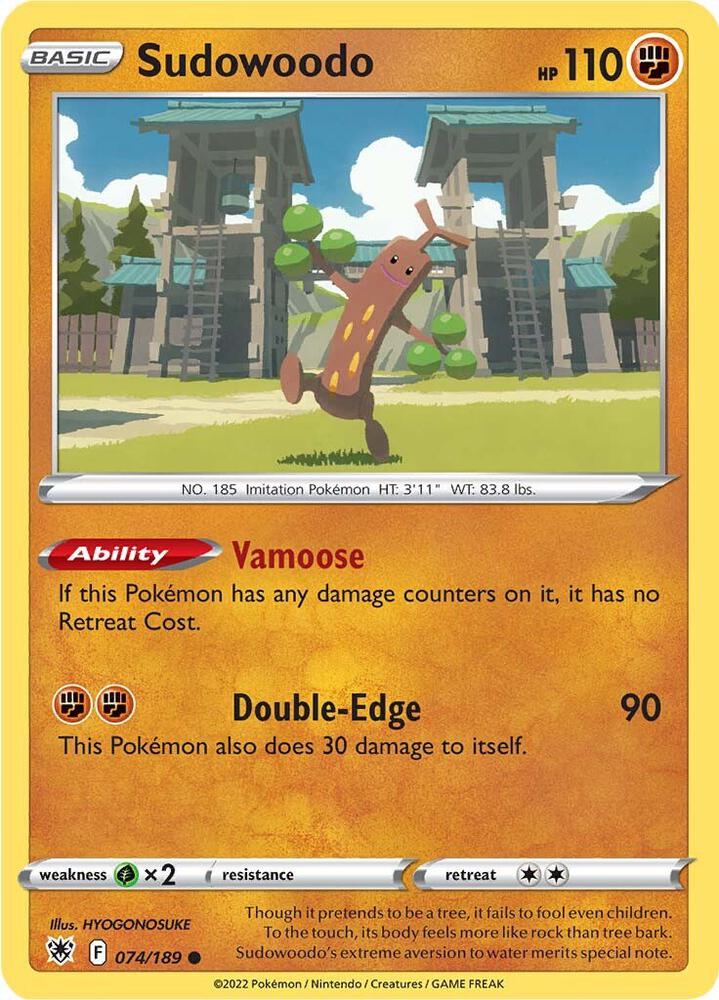 Sudowoodo 074/189 card from SWSH10: Astral Radiance