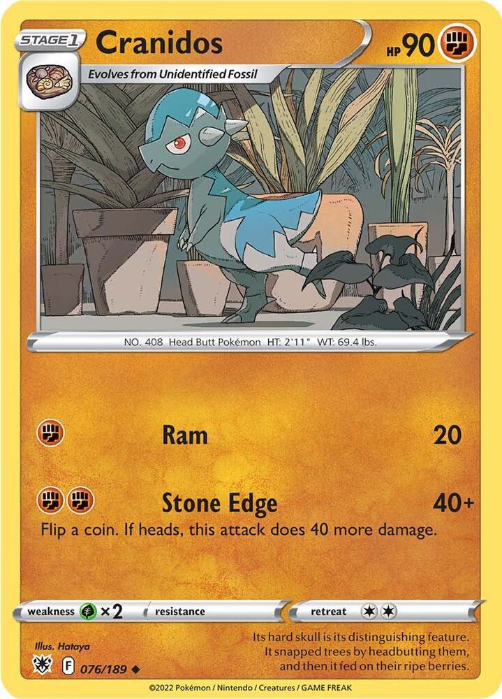 Cranidos 076/189 card from SWSH10: Astral Radiance