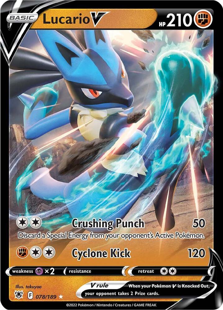 Lucario V 078/189 card from SWSH10: Astral Radiance