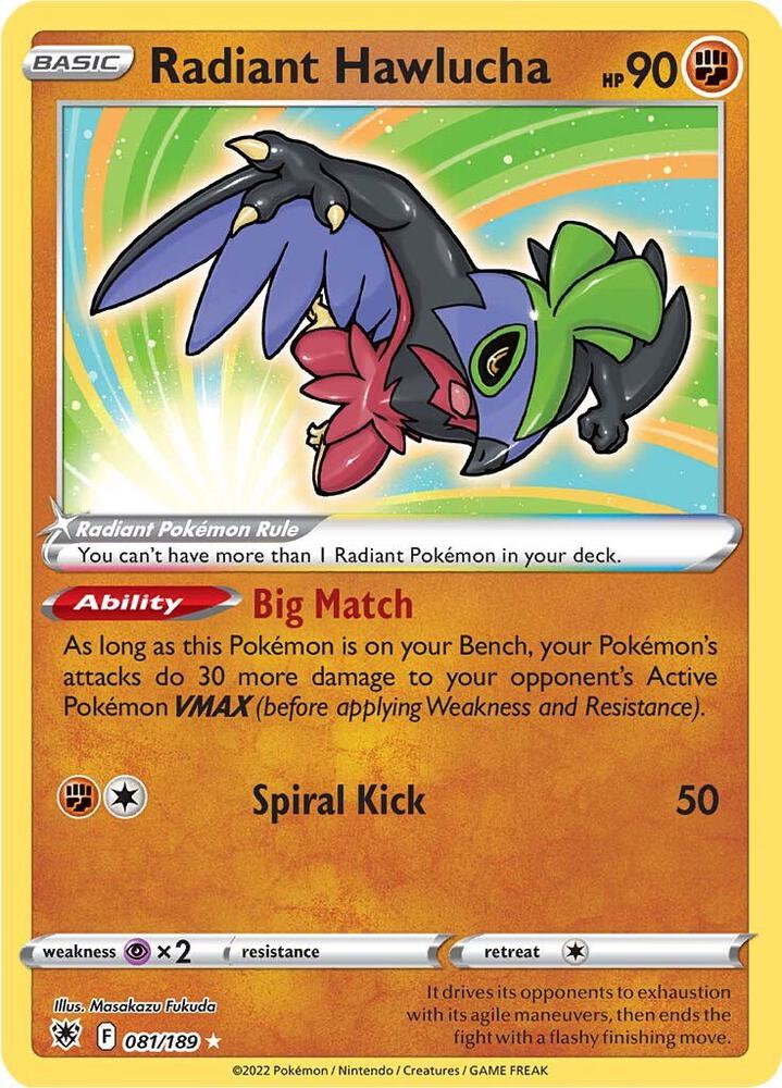 Radiant Hawlucha 081/189 card from SWSH10: Astral Radiance
