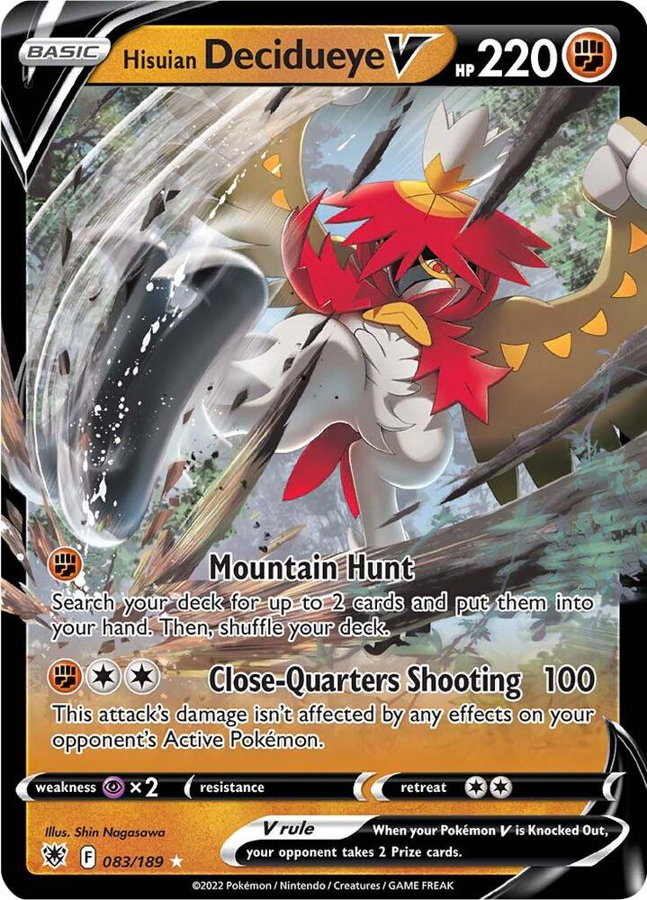 Hisuian Decidueye V 083/189 card from SWSH10: Astral Radiance