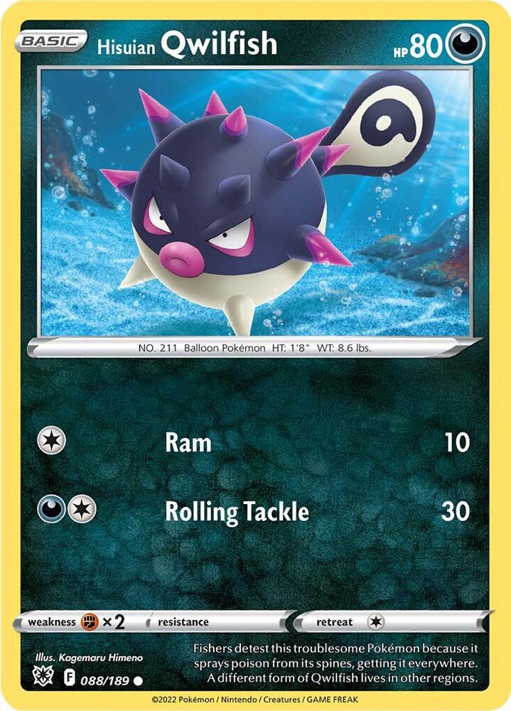 Hisuian Qwilfish (88) 088/189 card from SWSH10: Astral Radiance