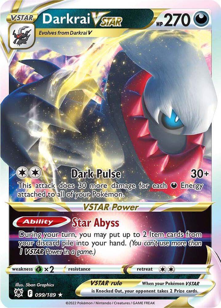 Darkrai VSTAR 099/189 card from SWSH10: Astral Radiance