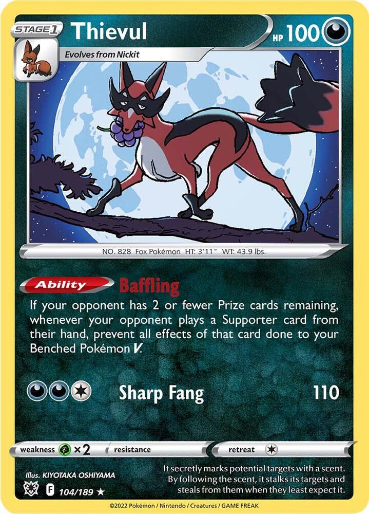 Thievul 104/189 card from SWSH10: Astral Radiance