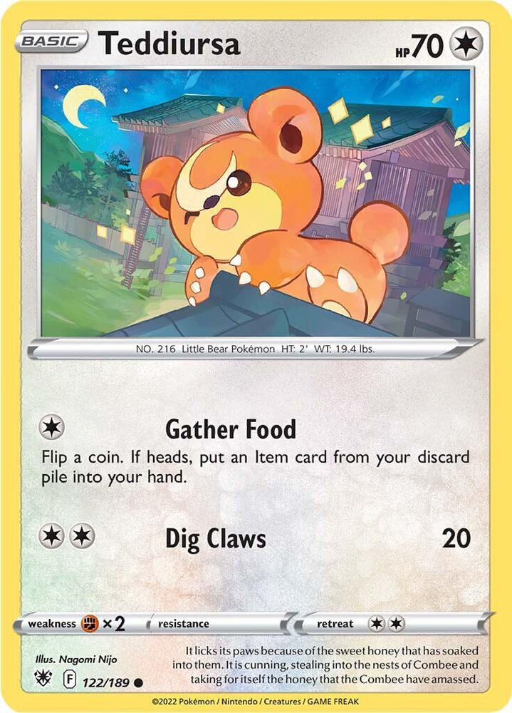 Teddiursa 122/189 card from SWSH10: Astral Radiance