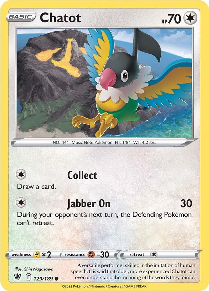 Chatot 129/189 card from SWSH10: Astral Radiance