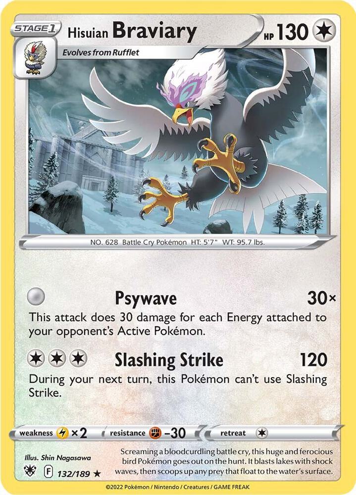 Hisuian Braviary 132/189 card from SWSH10: Astral Radiance