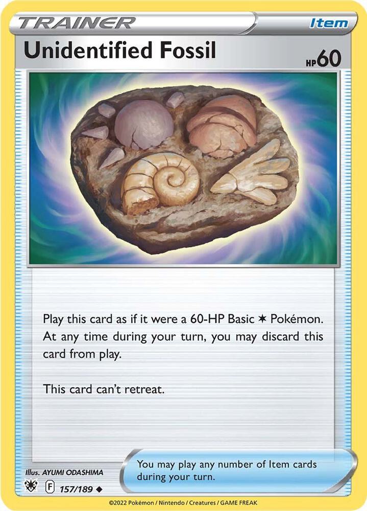 Unidentified Fossil 157/189 card from SWSH10: Astral Radiance