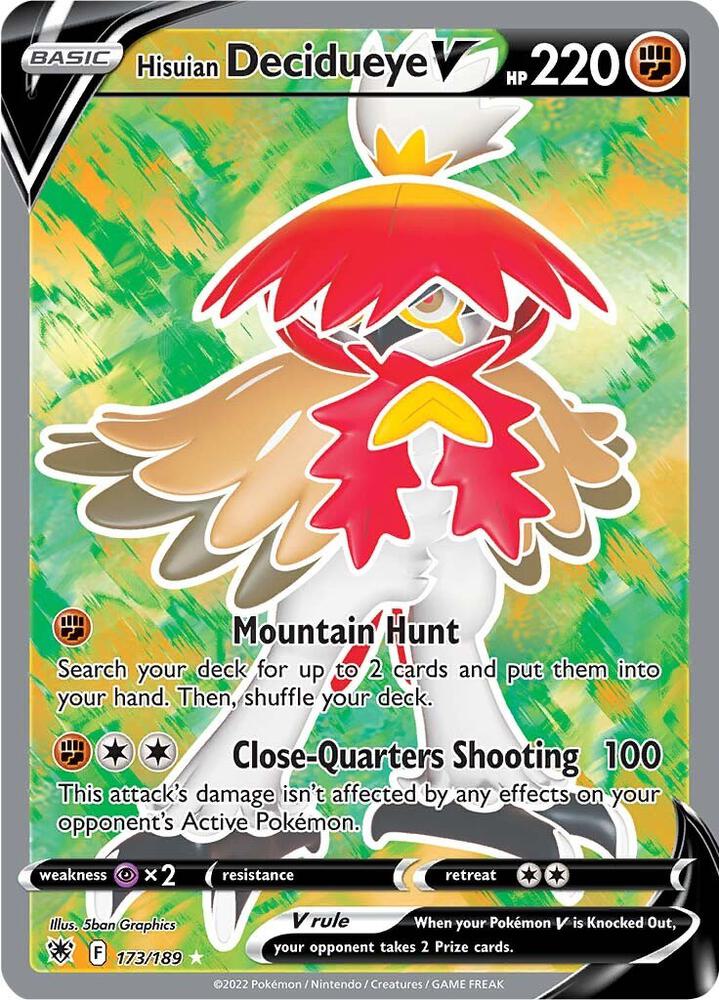 Hisuian Decidueye V (Full Art) 173/189 card from SWSH10: Astral Radiance