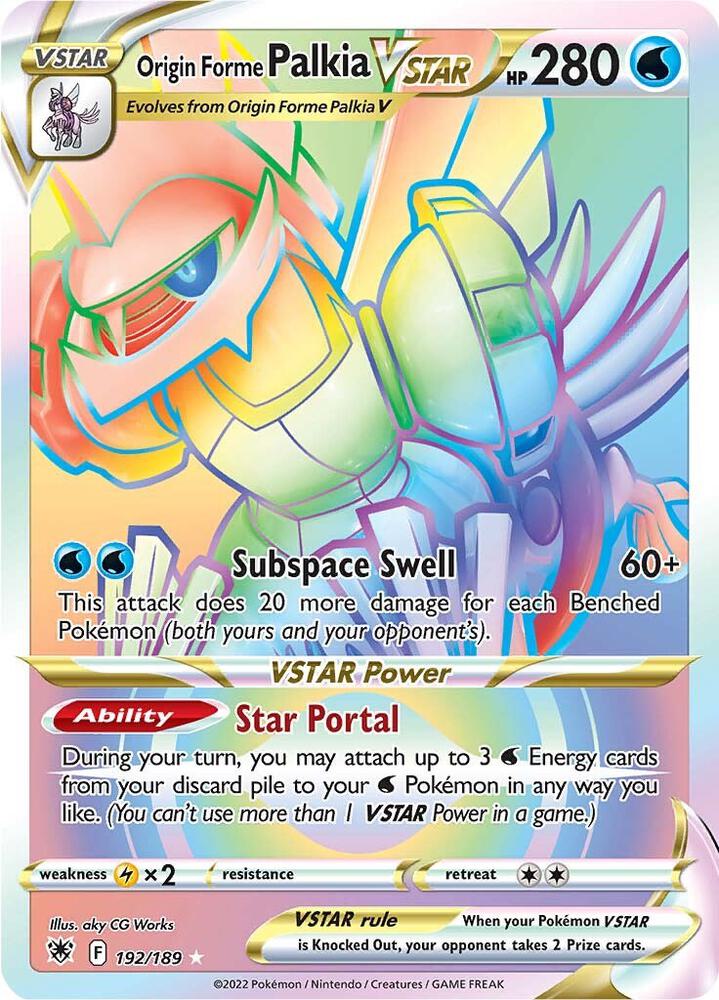 Origin Forme Palkia VSTAR (Secret) (192) 192/189 card from SWSH10: Astral Radiance