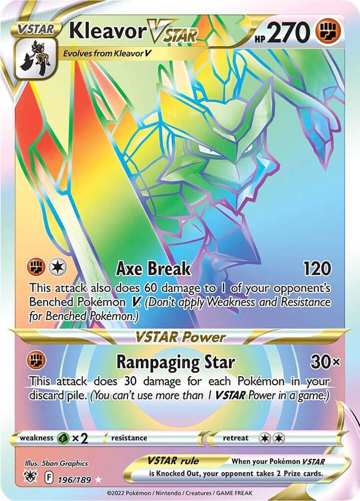 Kleavor VSTAR (Secret) 196/189 card from SWSH10: Astral Radiance