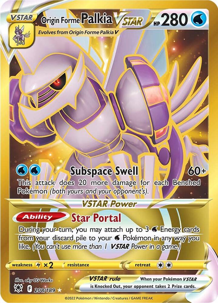 Origin Forme Palkia VSTAR (Secret) (208) 208/189 card from SWSH10: Astral Radiance