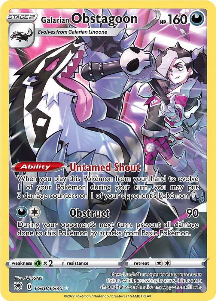Galarian Obstagoon TG10/TG30 card from SWSH10: Astral Radiance Trainer Gallery
