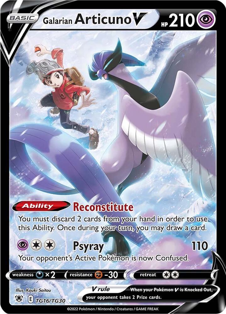 Galarian Articuno V TG16/TG30 card from SWSH10: Astral Radiance Trainer Gallery