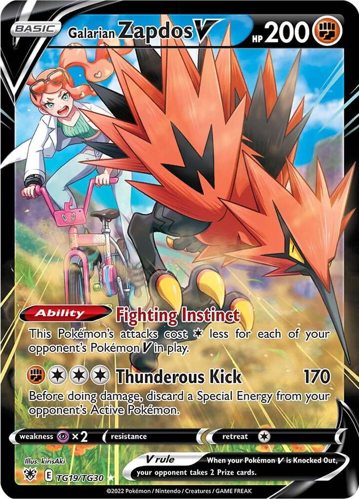 Galarian Zapdos V TG19/TG30 card from SWSH10: Astral Radiance Trainer Gallery