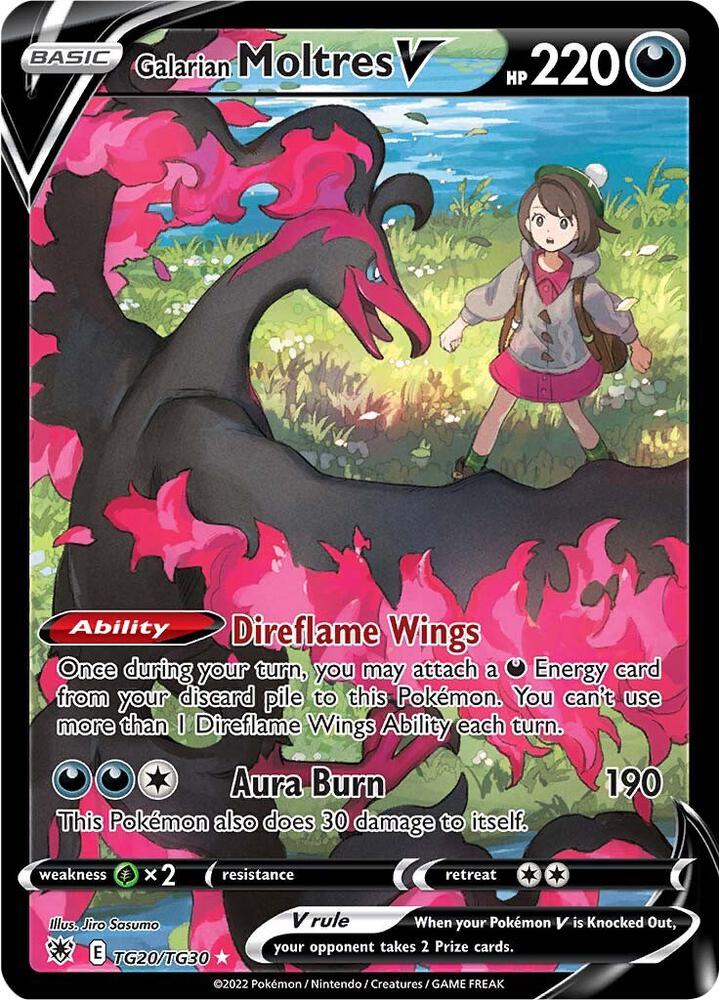 Galarian Moltres V TG20/TG30 card from SWSH10: Astral Radiance Trainer Gallery