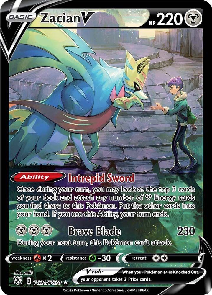 Zacian V TG21/TG30 card from SWSH10: Astral Radiance Trainer Gallery