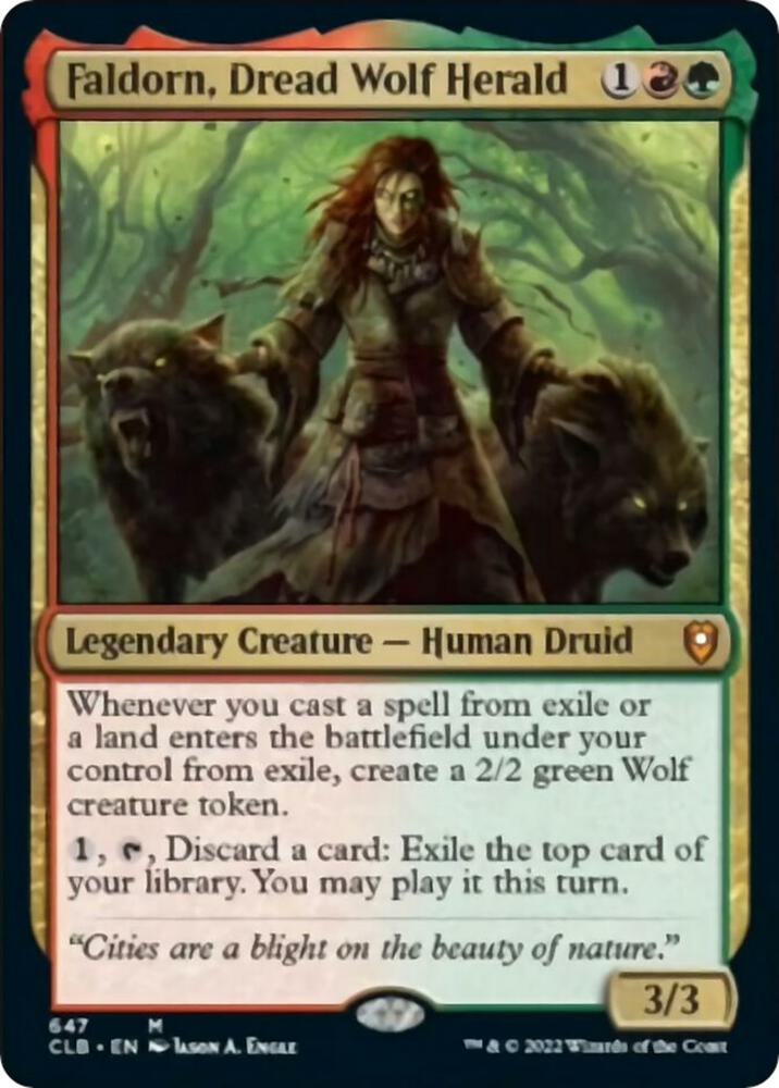 Faldorn, Dread Wolf Herald 647 card from Commander Legends: Battle for Baldur's Gate