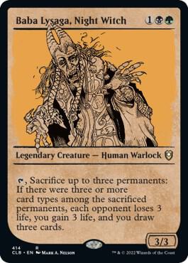 Baba Lysaga, Night Witch (Showcase) 414 card from Commander Legends: Battle for Baldur's Gate
