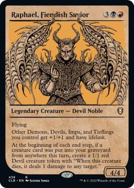 Raphael, Fiendish Savior (Showcase) 438 card from Commander Legends: Battle for Baldur's Gate