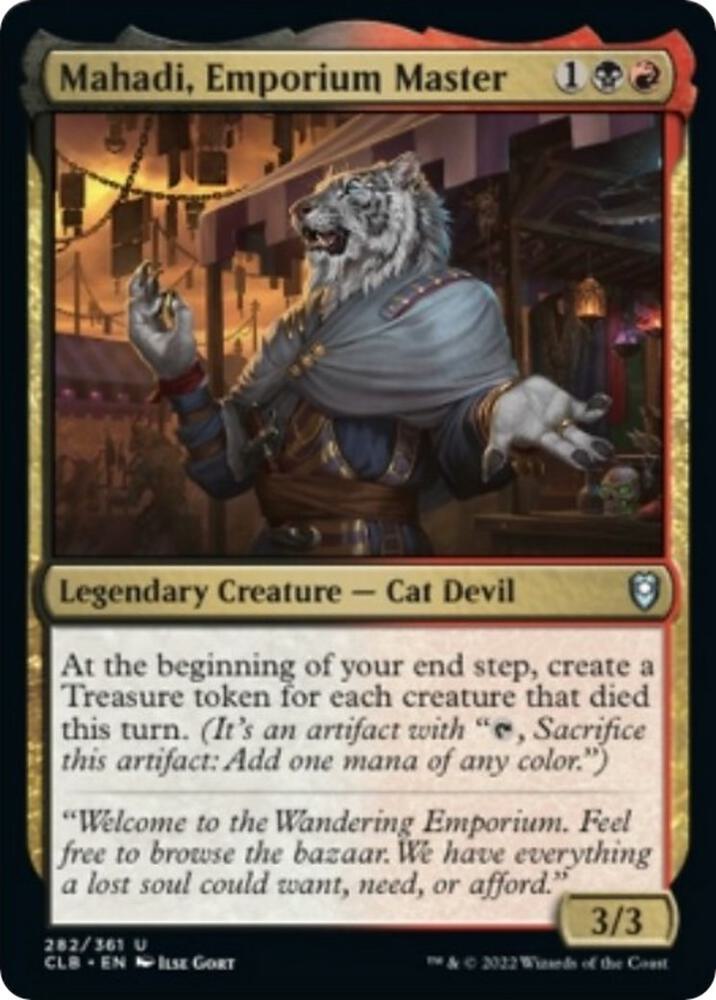Mahadi, Emporium Master 282 card from Commander Legends: Battle for Baldur's Gate
