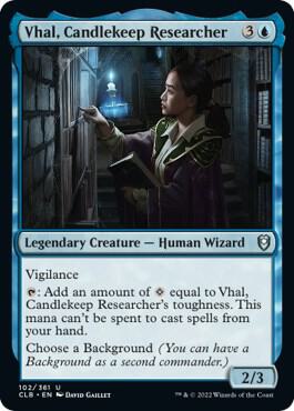 Vhal, Candlekeep Researcher 102 card from Commander Legends: Battle for Baldur's Gate