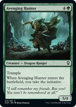Avenging Hunter 215 card from Commander Legends: Battle for Baldur's Gate