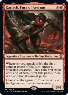 Karlach, Fury of Avernus 186 card from Commander Legends: Battle for Baldur's Gate