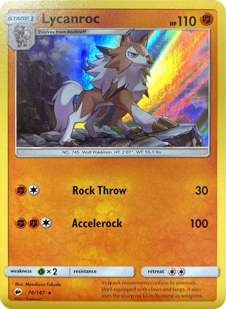 Lycanroc - 76/147 (Water Web Holo) 076/147 card from Miscellaneous Cards & Products