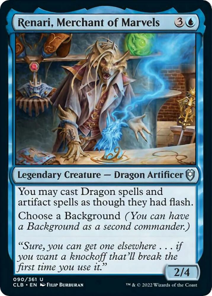 Renari, Merchant of Marvels 90 card from Commander Legends: Battle for Baldur's Gate