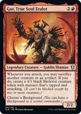 Gut, True Soul Zealot 180 card from Commander Legends: Battle for Baldur's Gate