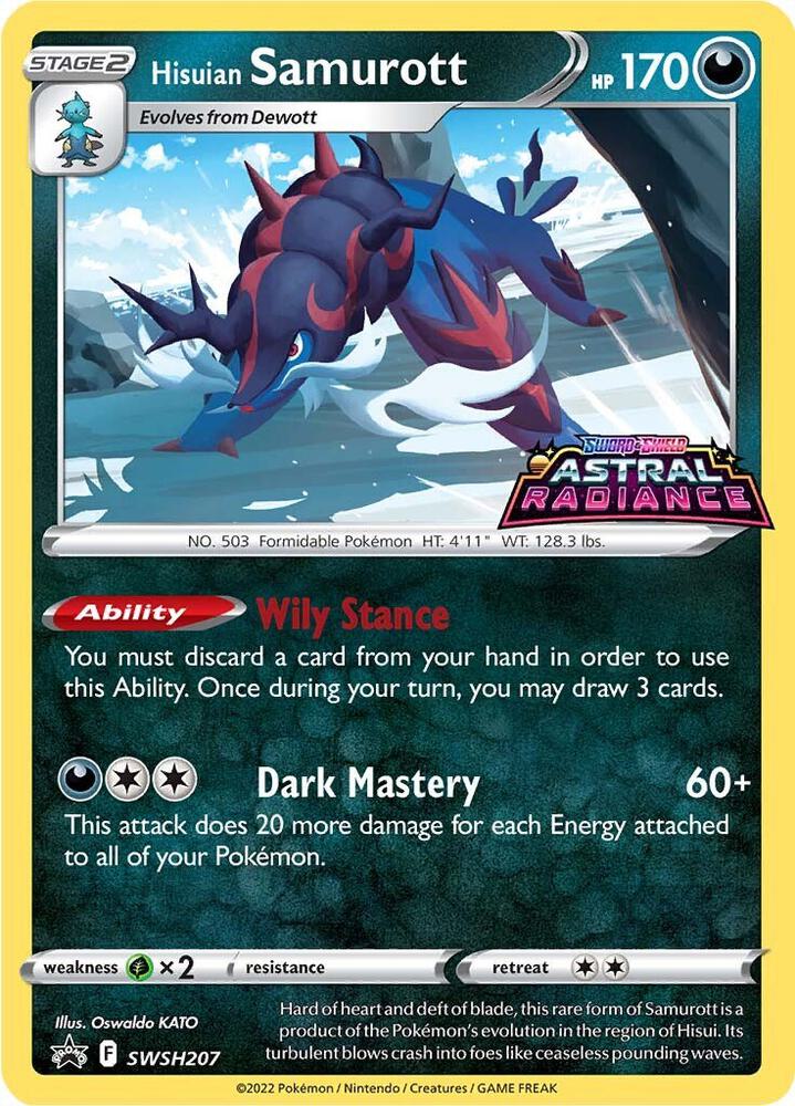 Hisuian Samurott SWSH207 card from SWSH: Sword & Shield Promo Cards