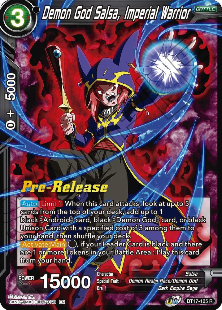 Demon God Salsa, Imperial Warrior BT17-125 card from Ultimate Squad Pre-Release Cards