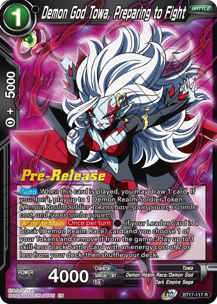 Demon God Towa, Preparing to Fight BT17-117 card from Ultimate Squad Pre-Release Cards