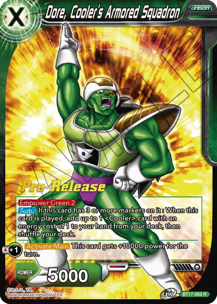 Dore, Cooler's Armored Squadron BT17-063 card from Ultimate Squad Pre-Release Cards