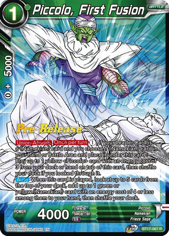 Piccolo, First Fusion BT17-067 card from Ultimate Squad Pre-Release Cards