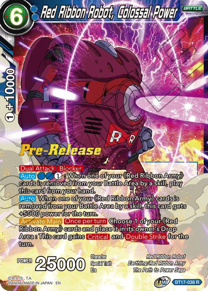 Red Ribbon Robot, Colossal Power BT17-038 card from Ultimate Squad Pre-Release Cards
