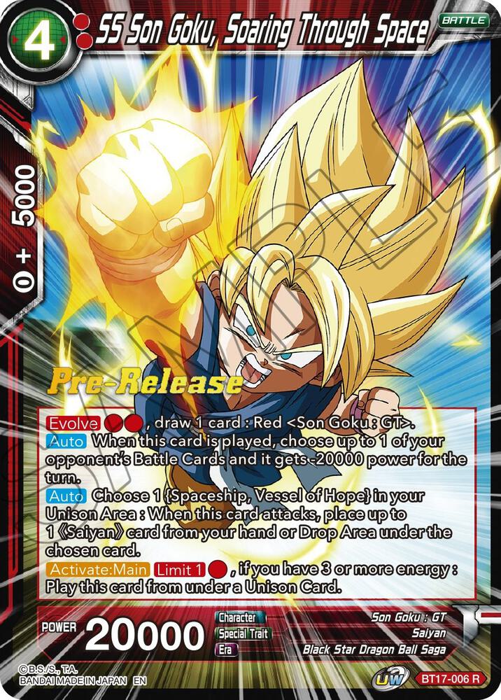 SS Son Goku, Soaring Through Space BT17-006 card from Ultimate Squad Pre-Release Cards