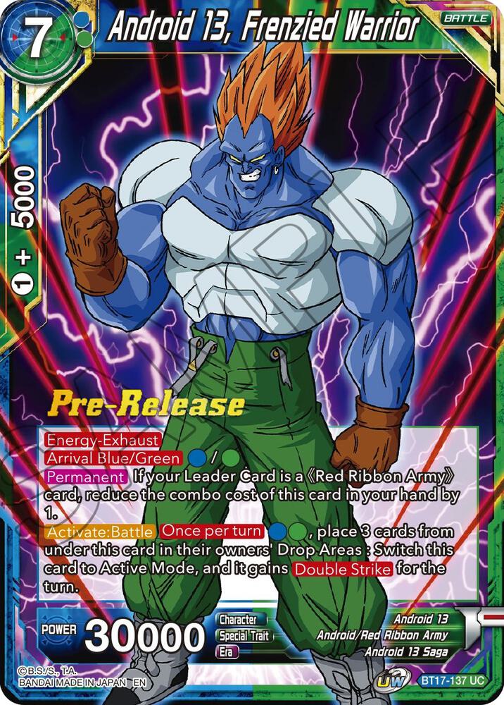 Android 13, Frenzied Warrior BT17-137 card from Ultimate Squad Pre-Release Cards