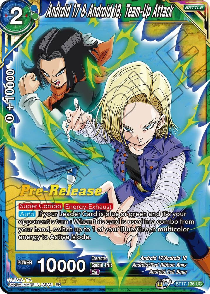 Android 17 & Android 18, Team-Up Attack BT17-136 card from Ultimate Squad Pre-Release Cards