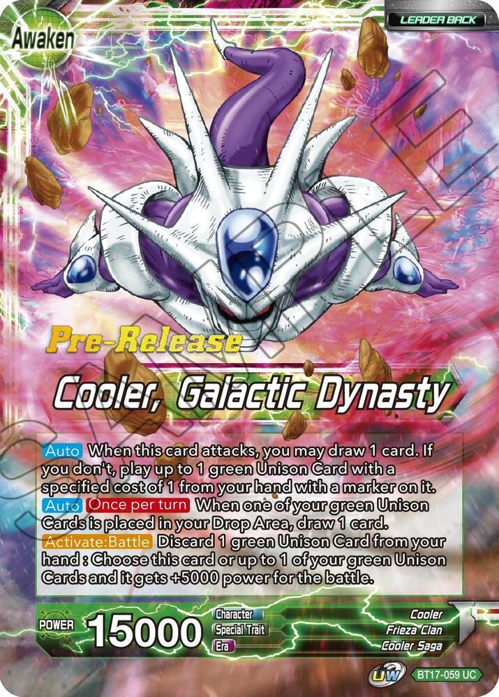 Cooler // Cooler, Galactic Dynasty BT17-059 card from Ultimate Squad Pre-Release Cards