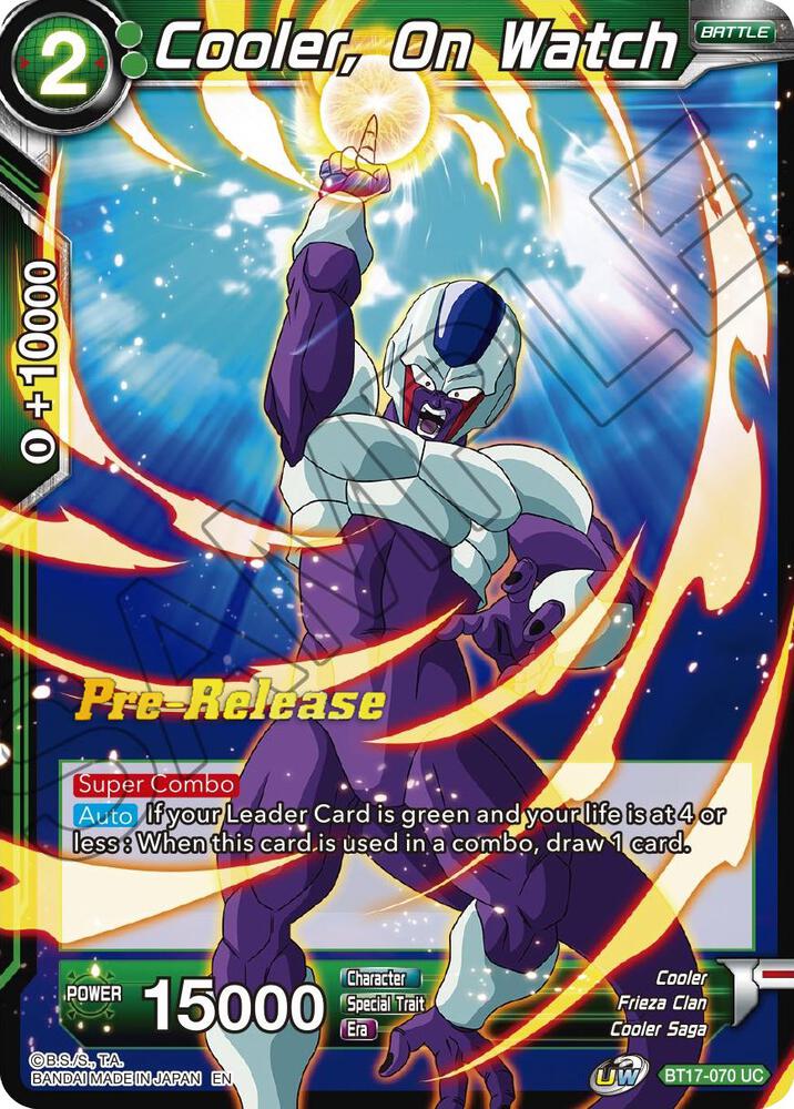 Cooler, On Watch BT17-070 card from Ultimate Squad Pre-Release Cards