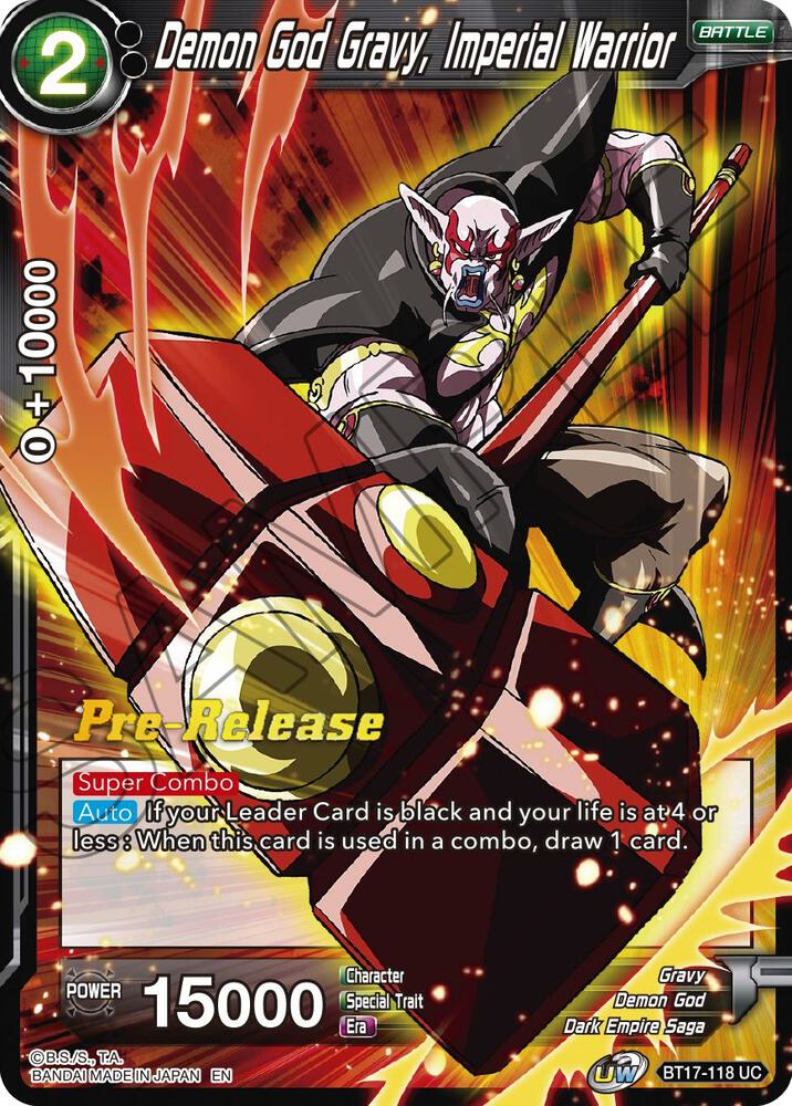 Demon God Gravy, Imperial Warrior BT17-118 card from Ultimate Squad Pre-Release Cards