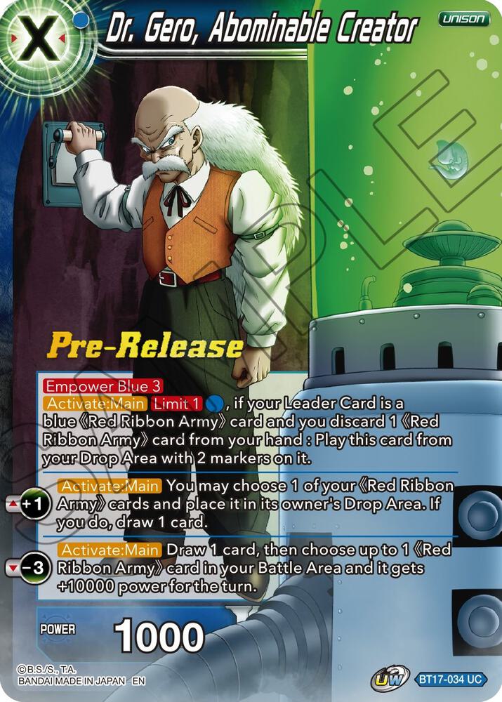 Dr. Gero, Abominable Creator BT17-034 card from Ultimate Squad Pre-Release Cards
